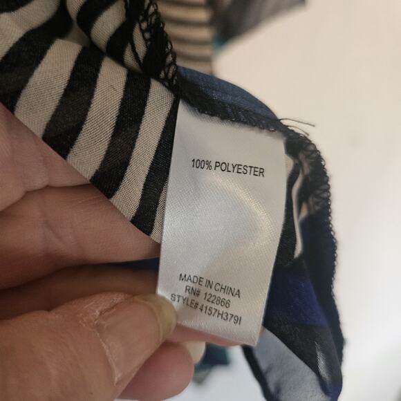 Chenault Large Sheer Open Cardigan Coverup Flowy Striped Asymmetrical Artsy 70s - Picture 6 of 7